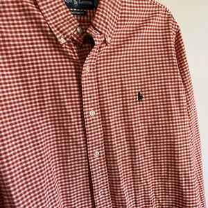 Ralph Lauren Oxford Button Down Orange Check Size Large